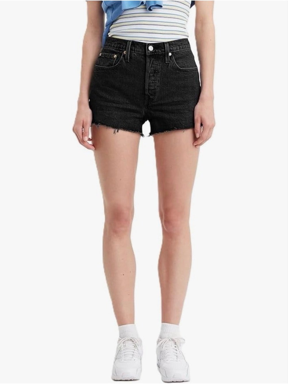 Levi's Womens 501 Original Shorts- High-Rise Black Denim Cutoffs
